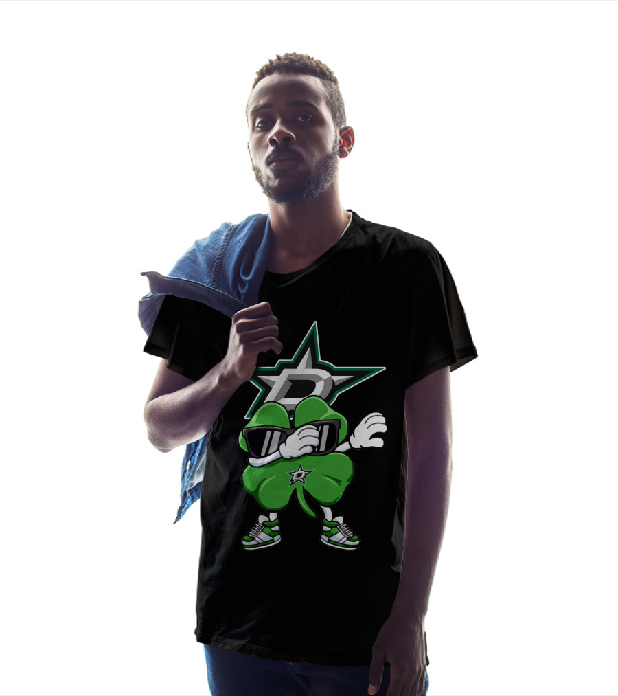 Dallas Stars Clover Dabbing Logo With Sneakers T-Shirt