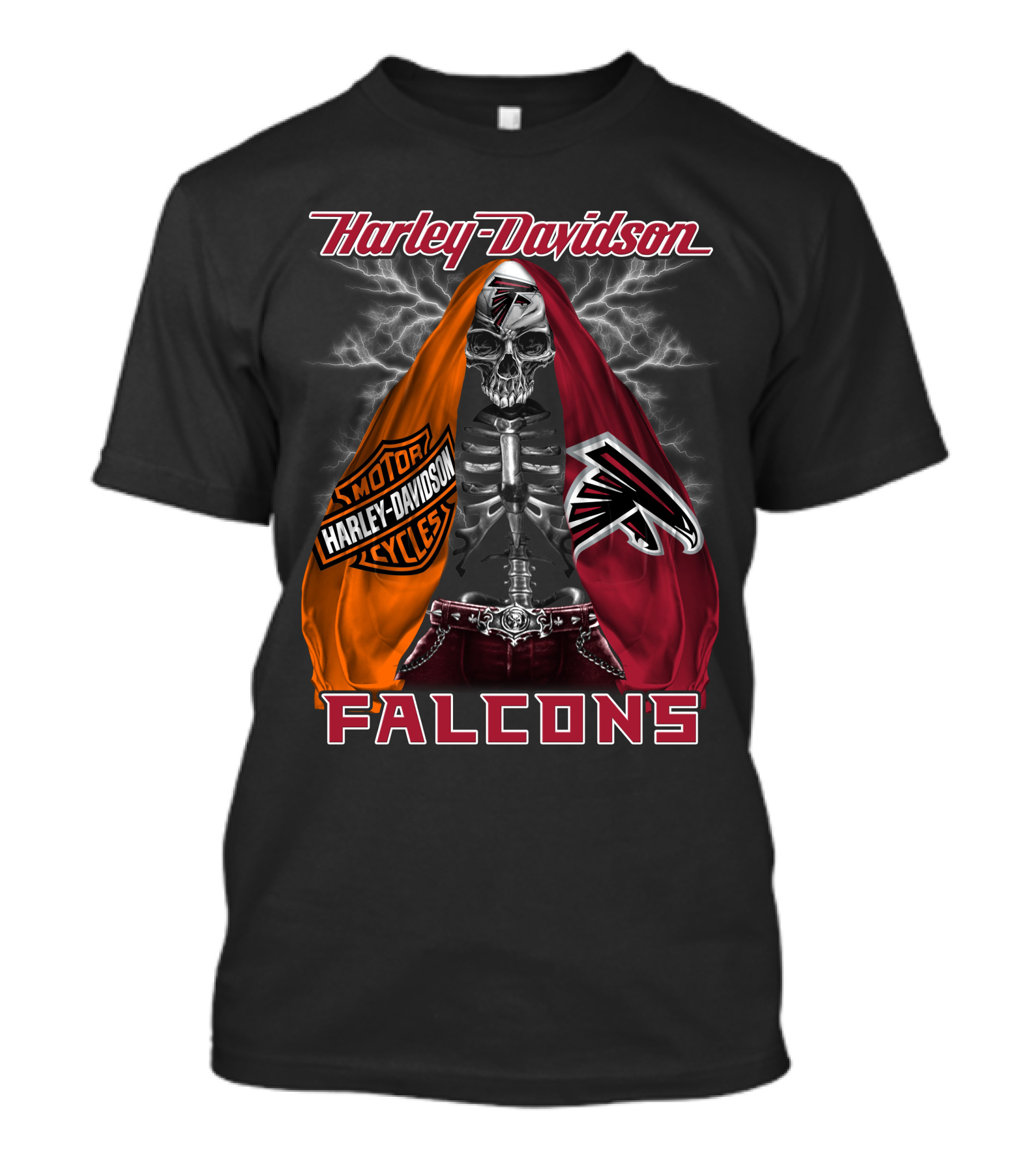 Harley Davidson Motorcycles Atlanta Falcons Skull Cape T-Shirt