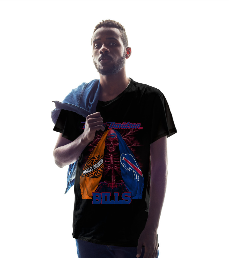 Harley Davidson Buffalo Bills Motorcycles Skull T-Shirt
