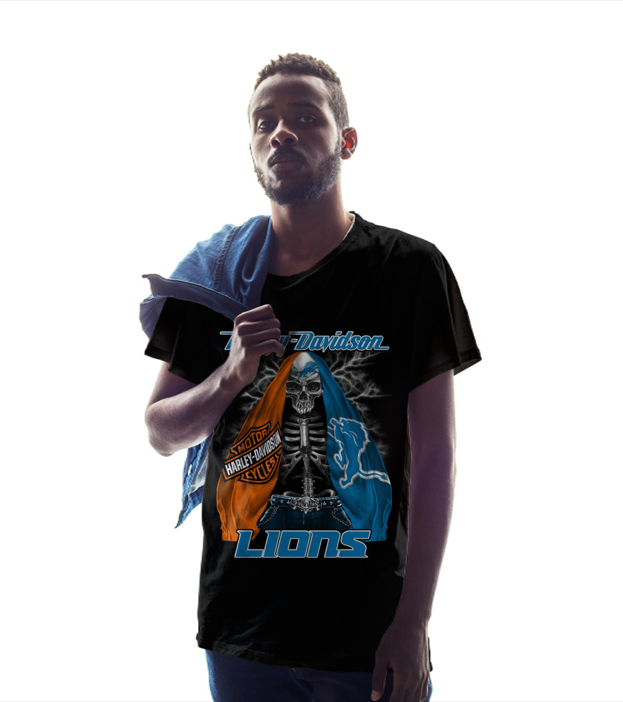 Harley Davidson Motorcycles Detroit Lions T-Shirt
