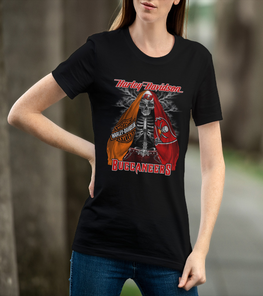 Harley Davidson Buccaneers Skeleton Lightning Tampa Bay_Hd0903 T-Shirt