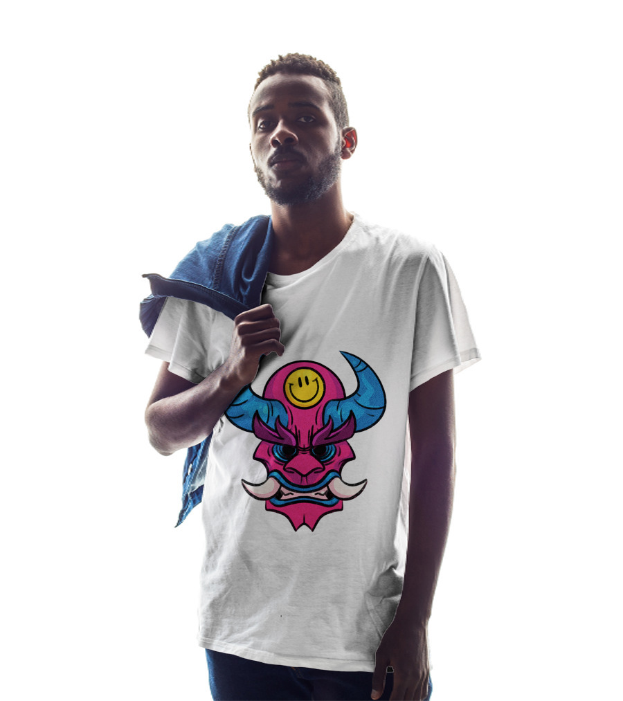 DACREW Oni Mask Smiley Face T-Shirt
