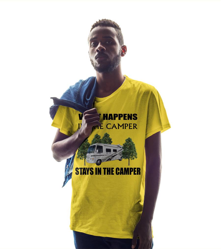 WHAT HAPPENS IN THE CAMPER STAYS IN THE CAMPER 2007 Outlaw Toy Hauler RV T-Shirt