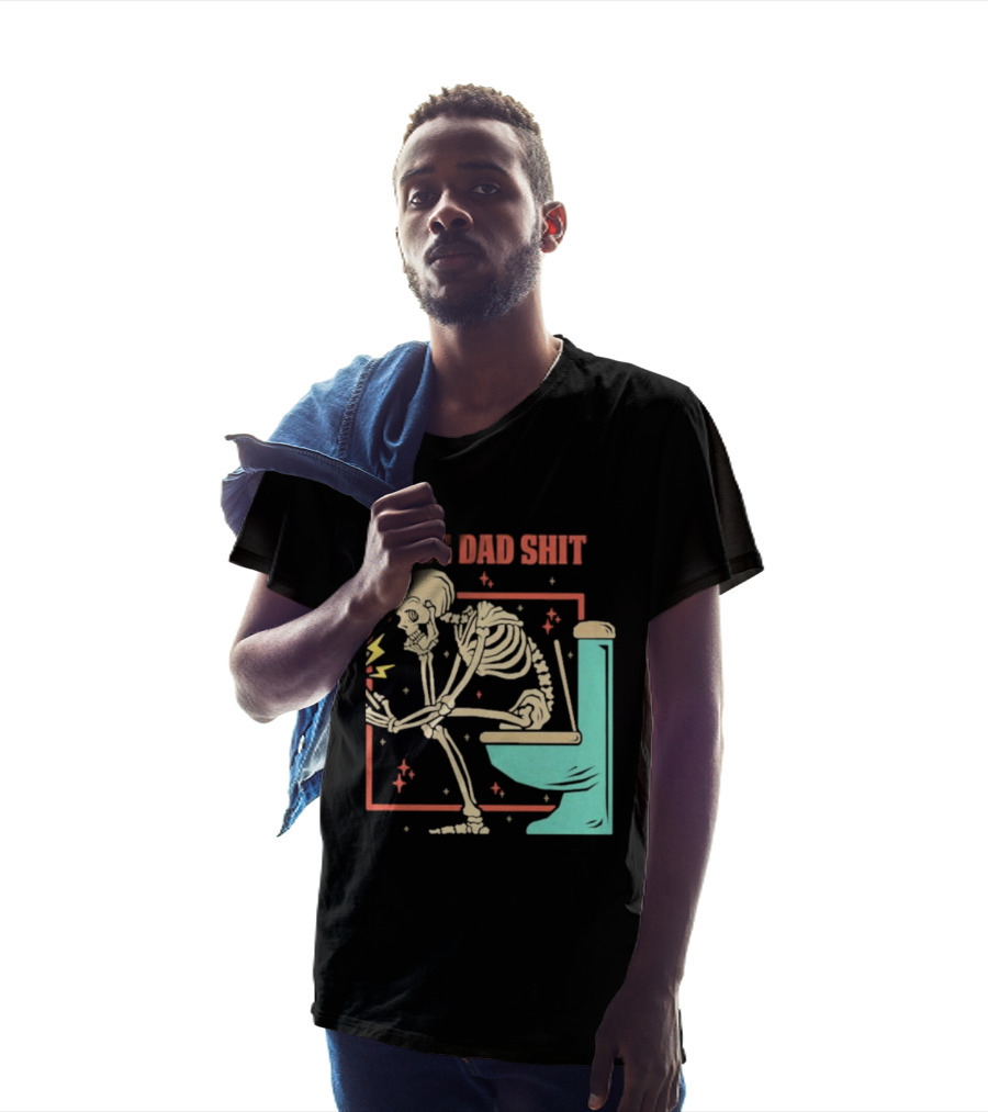 Skeleton Doing Dad Shit With Toilet And Comic Vibes T-Shirt