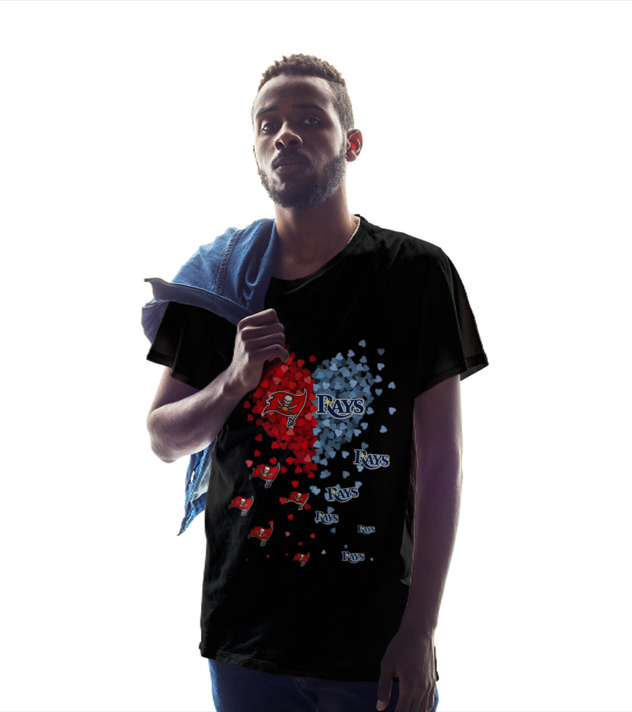 Heart Of Tampa Bay Buccaneers And Rays Fan Spirit T-Shirt