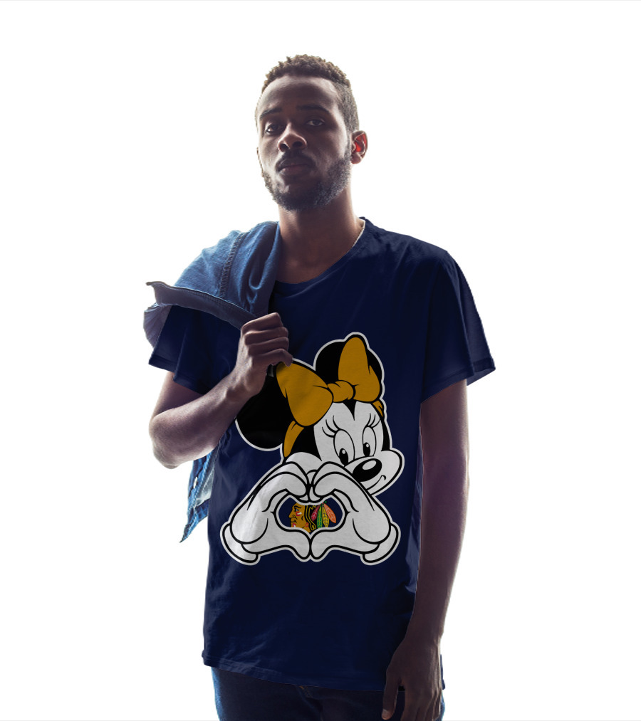 Minnie Mouse Hand Heart Chicago Blackhawks T-Shirt