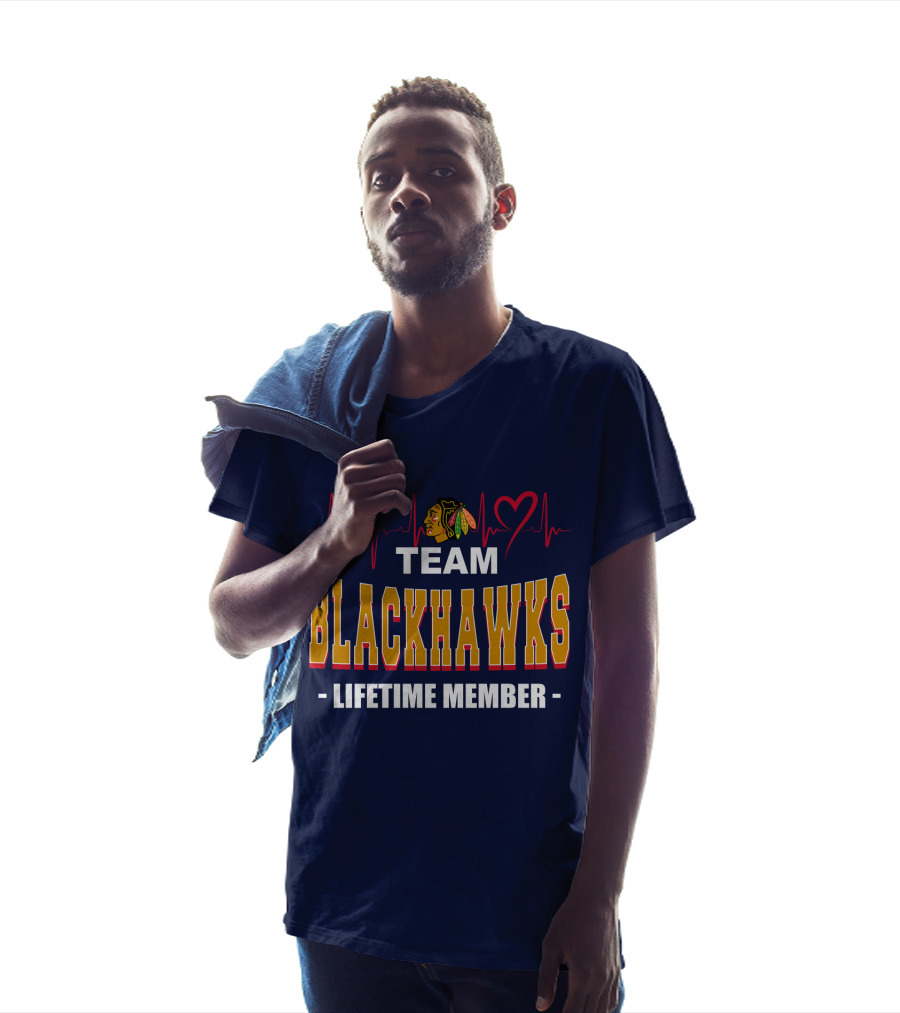 Team Blackhawks Lifetime Member Heartbeat T-Shirt