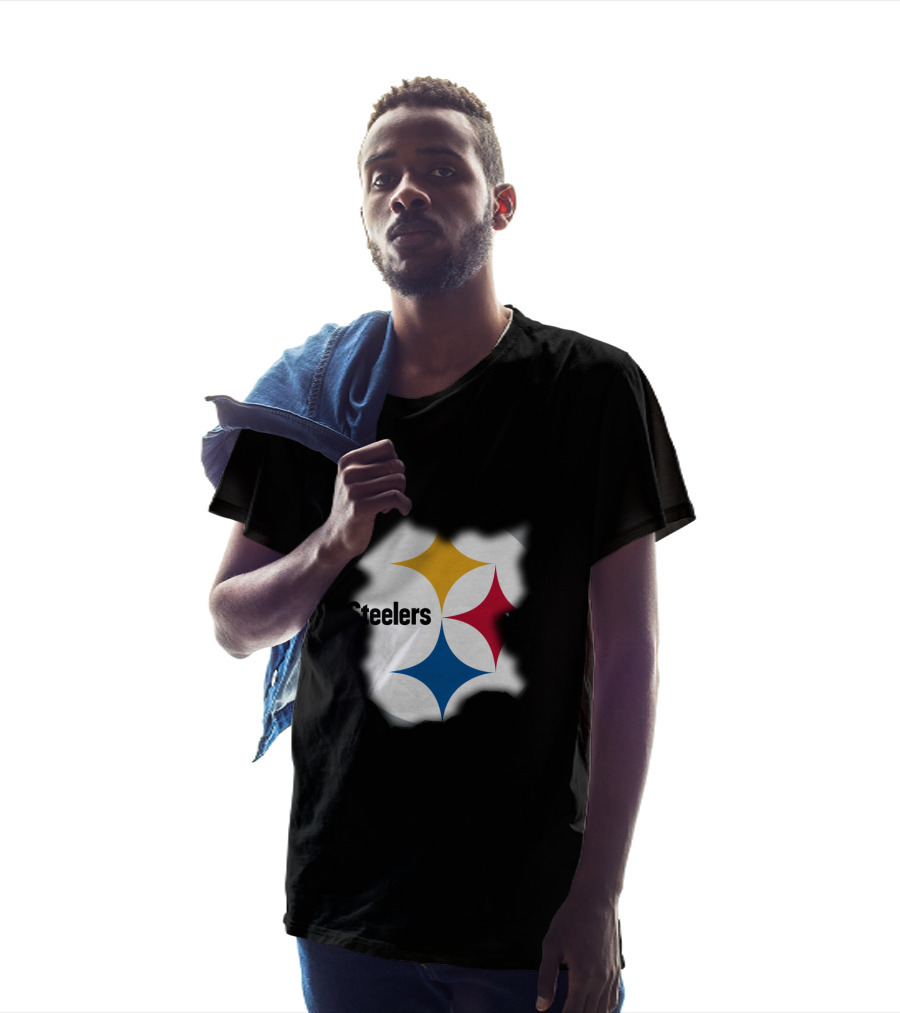 Pittsburgh Steelers Burst Design With Iconic Logo And Black T-Shirt