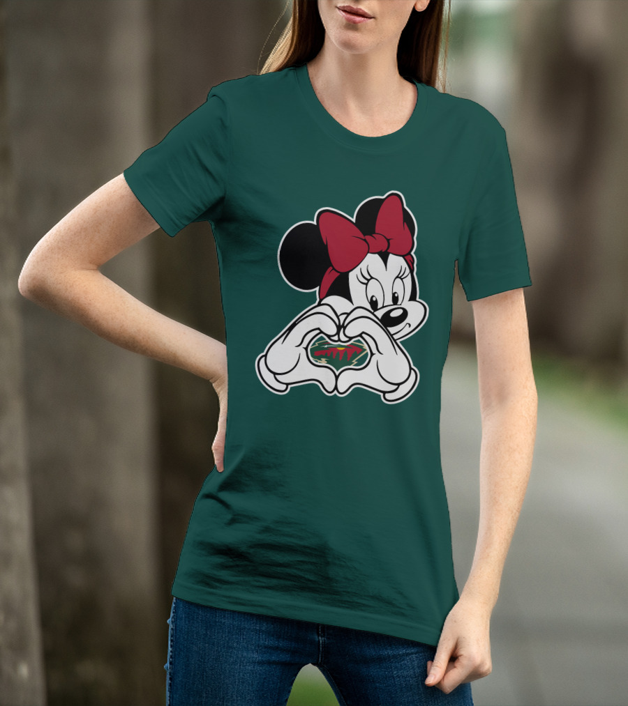 Minnesota Wild Minnie Mouse Heart Hands T-Shirt
