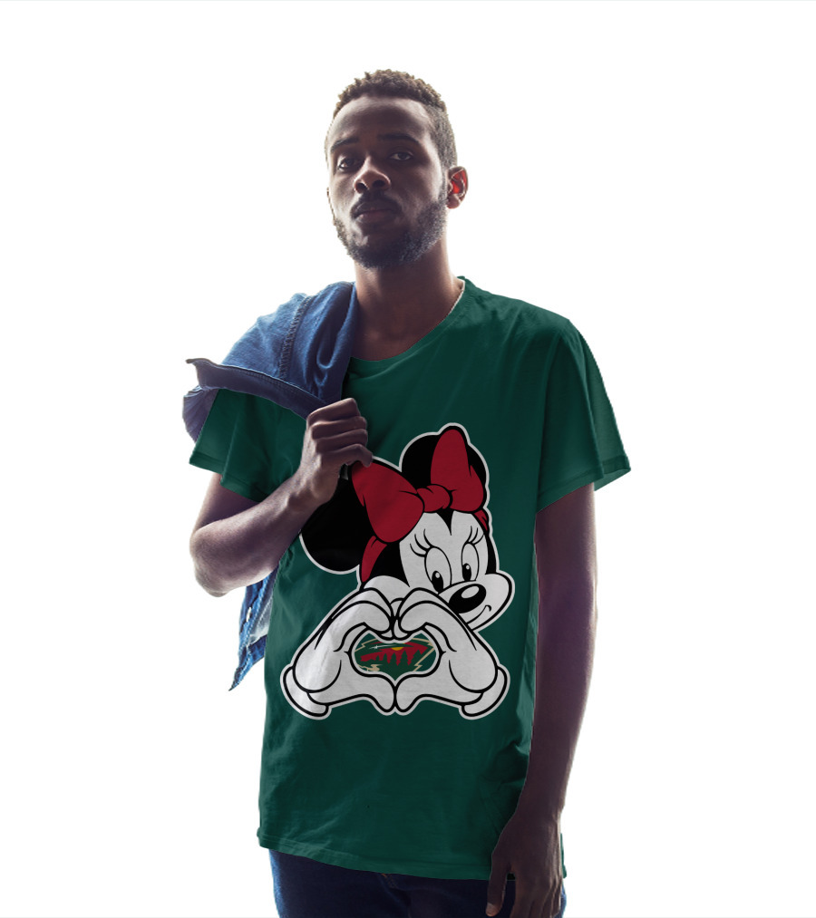 Minnesota Wild Minnie Mouse Heart Hands T-Shirt
