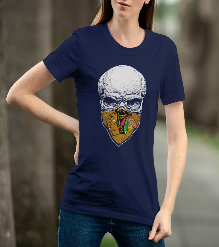 Blackhawks Skull Face Mask T-Shirt
