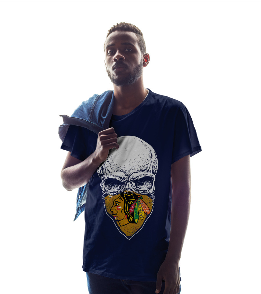 Blackhawks Skull Face Mask T-Shirt