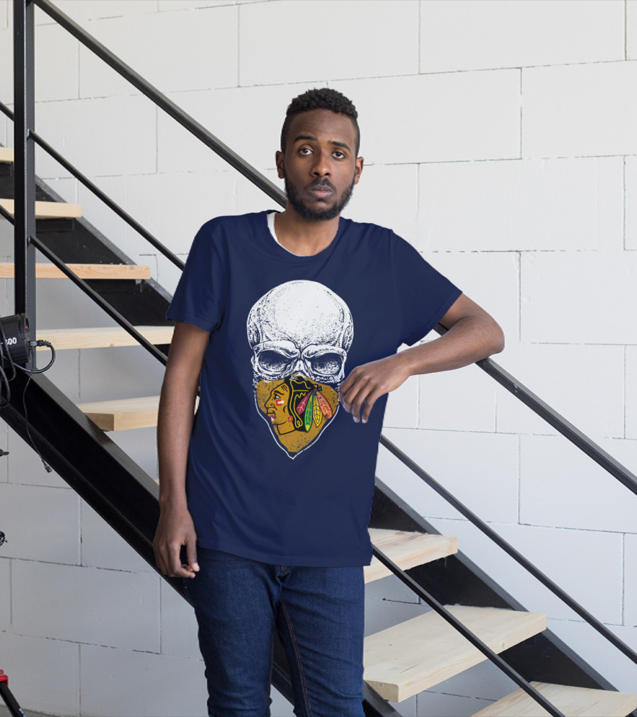 Blackhawks Skull Face Mask T-Shirt