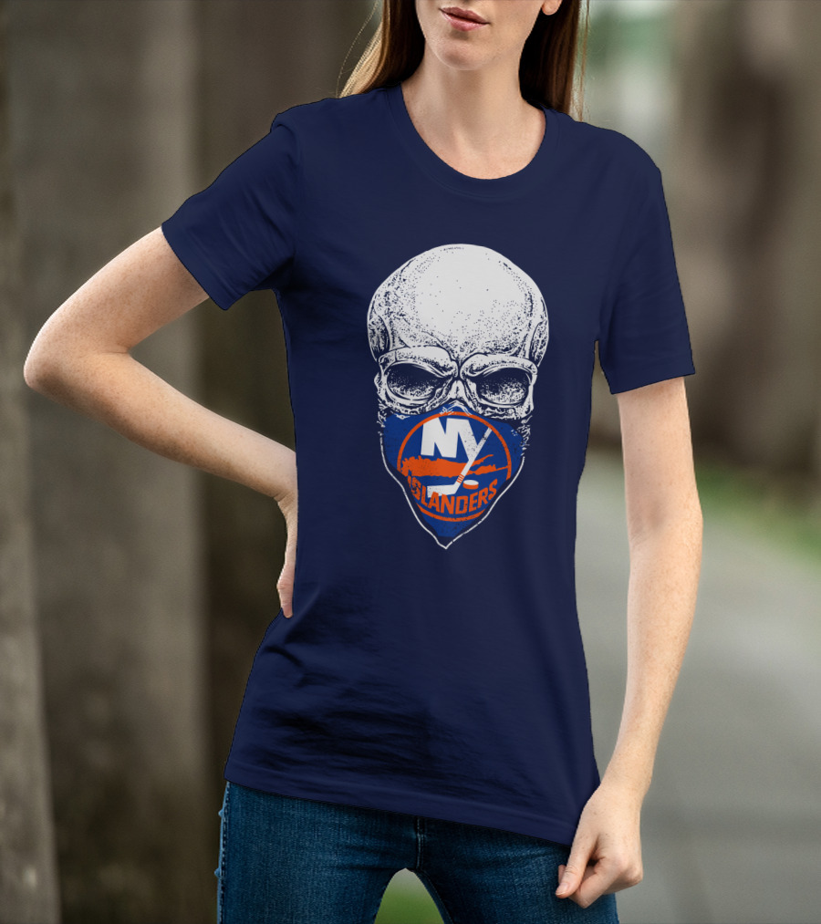 Ny Islanders Skull Logo Hockey Fan T-Shirt