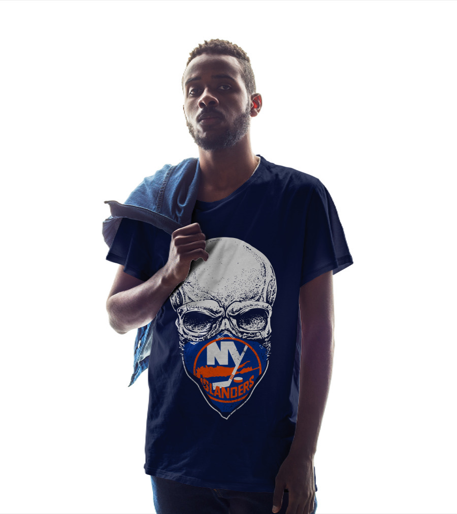 Ny Islanders Skull Logo Hockey Fan T-Shirt