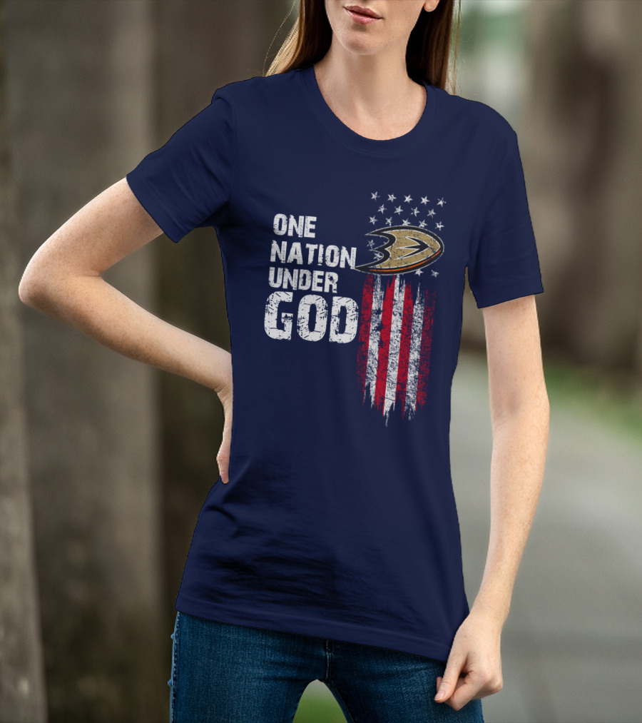 One Nation Under God Anaheim Ducks Stars And Stripes T-Shirt