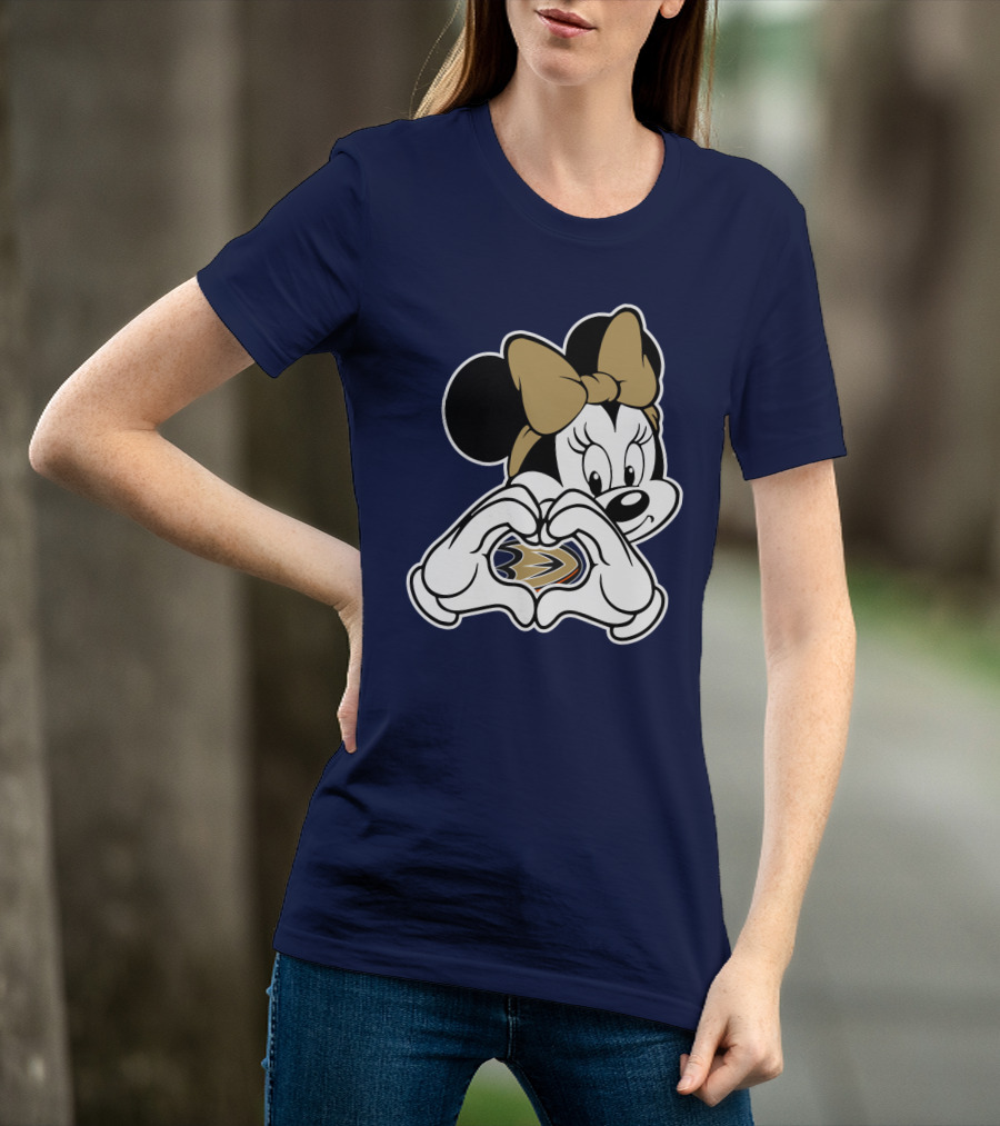 Anaheim Ducks Minnie Mouse Heart Hands T-Shirt