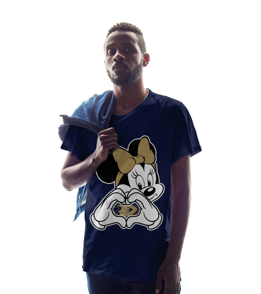 Anaheim Ducks Minnie Mouse Heart Hands T-Shirt
