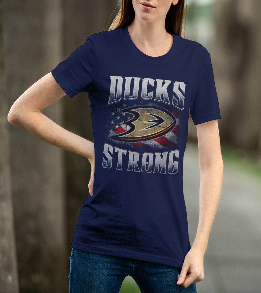 Ducks Strong Anaheim Ducks American Flag T-Shirt