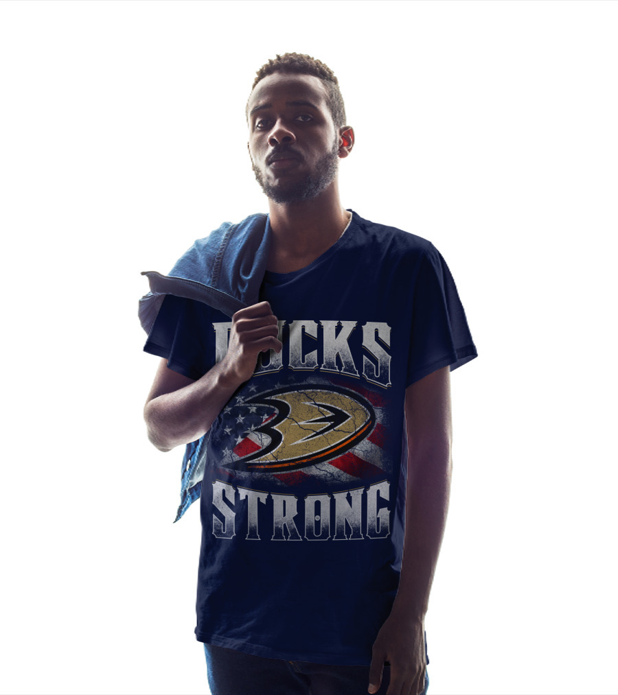 Ducks Strong Anaheim Ducks American Flag T-Shirt