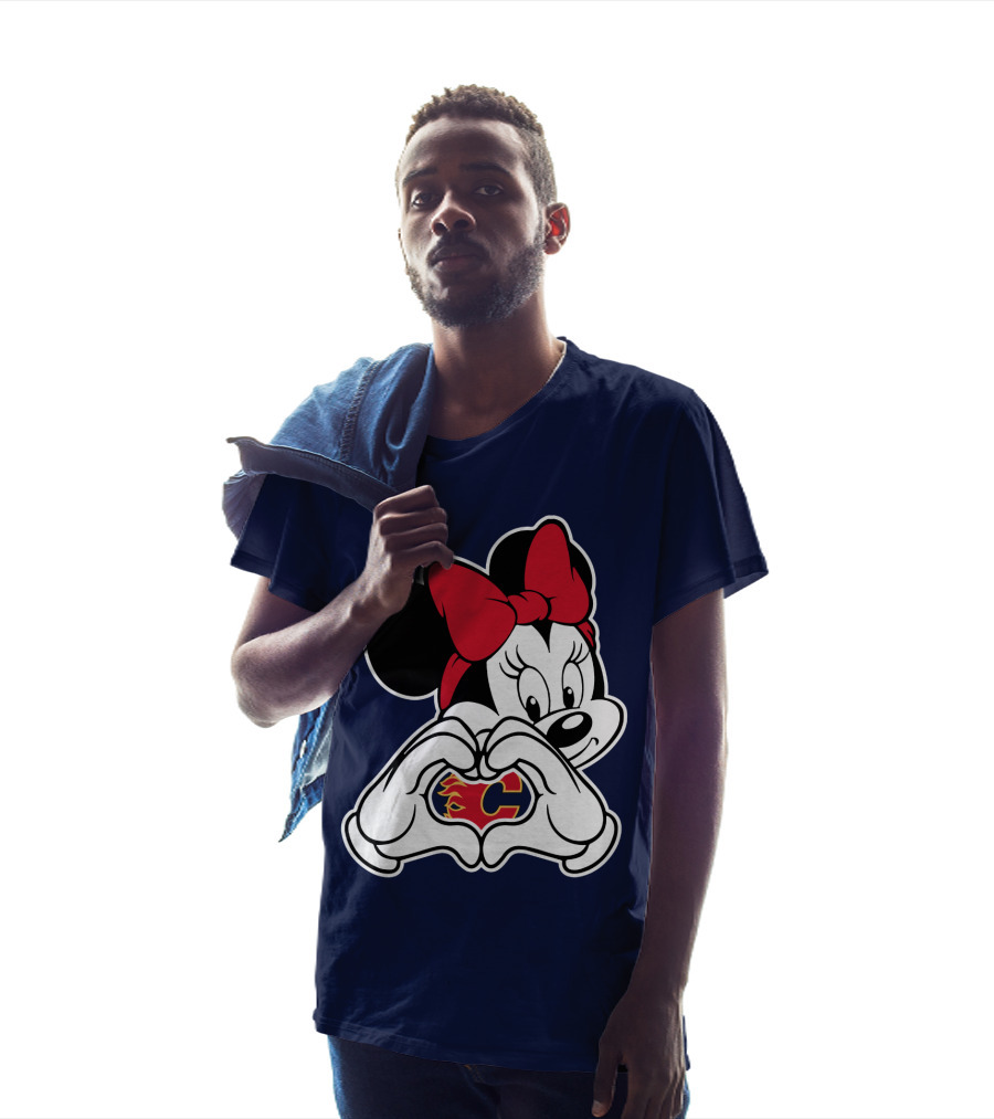 Minnie Heart Hands Calgary Flames T-Shirt