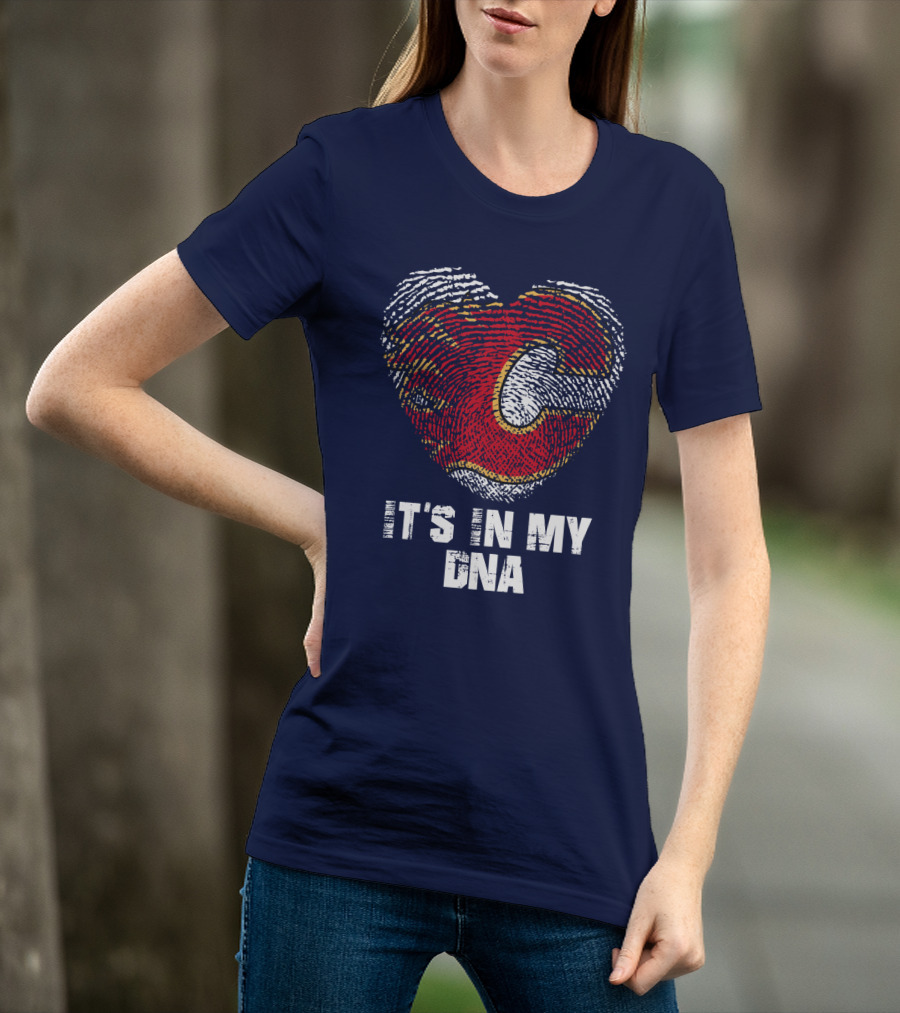 Calgary Flames Heart It's In My Dna Fingerprint T-Shirt