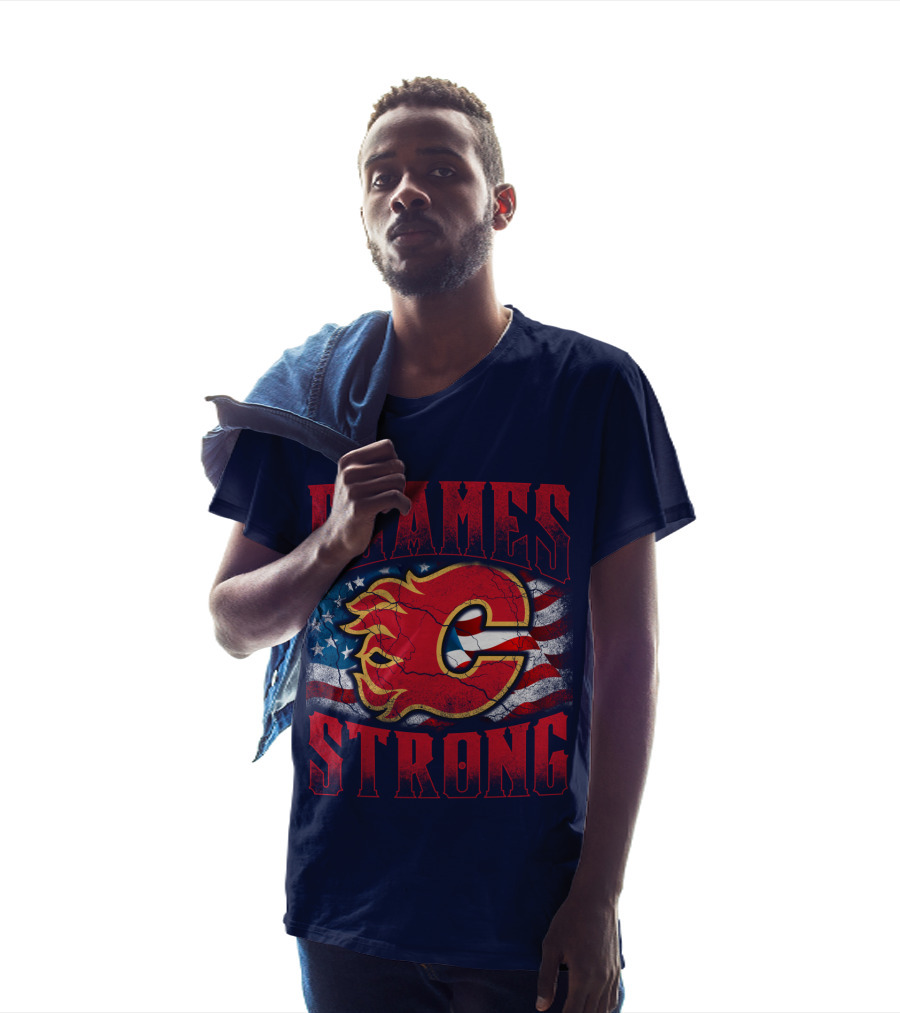 Flames Strong Calgary Flames American Flag T-Shirt