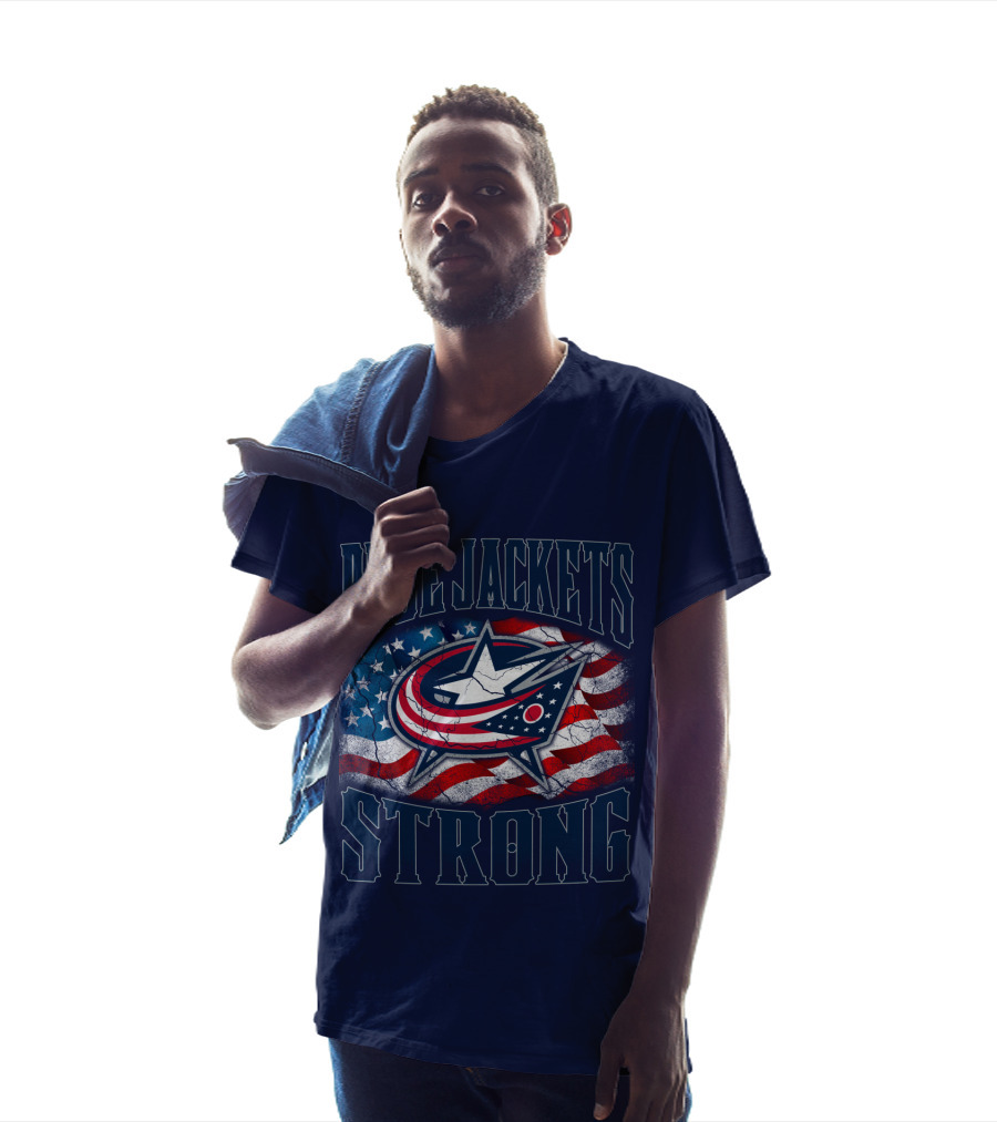 Blue Jackets Strong American Flag T-Shirt