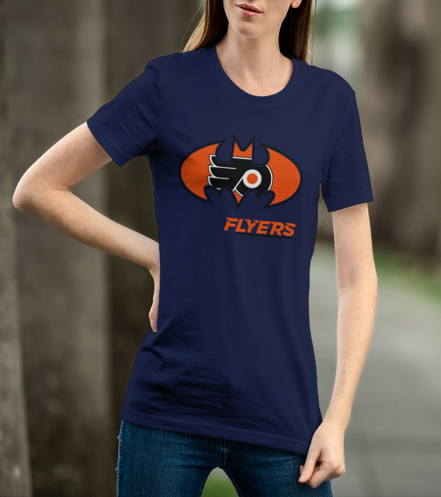 Philadelphia Flyers Batman Logo Crossover T-Shirt