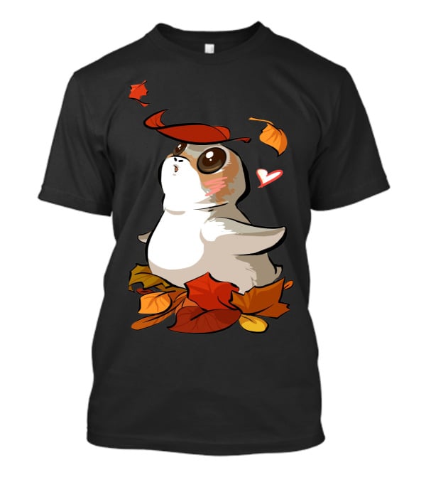 Porg With Autumn Leaves And Heart T-Shirt