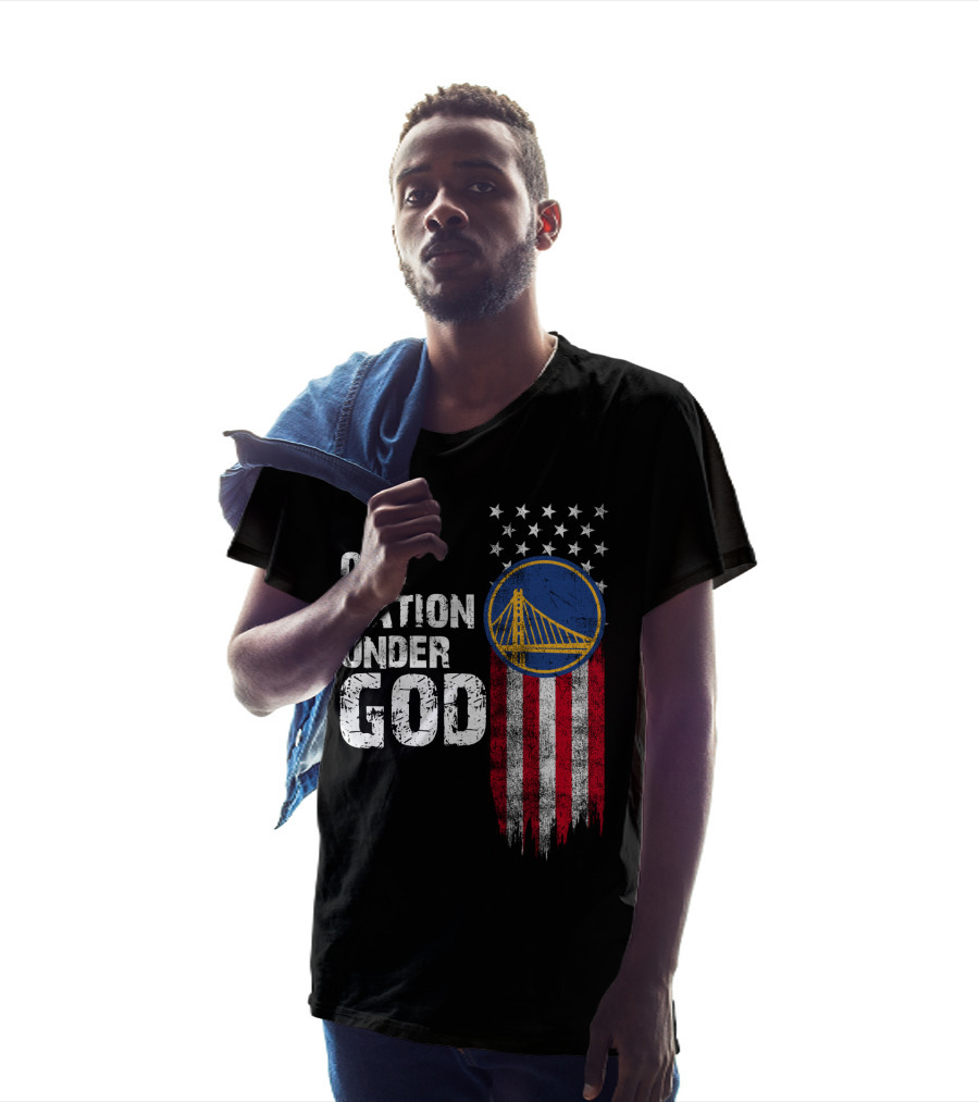 One Nation Under God Golden State Warriors American Flag Bridge T-Shirt
