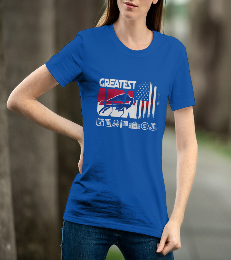 Greatest Usa Bills American Flag Football Icons T-Shirt