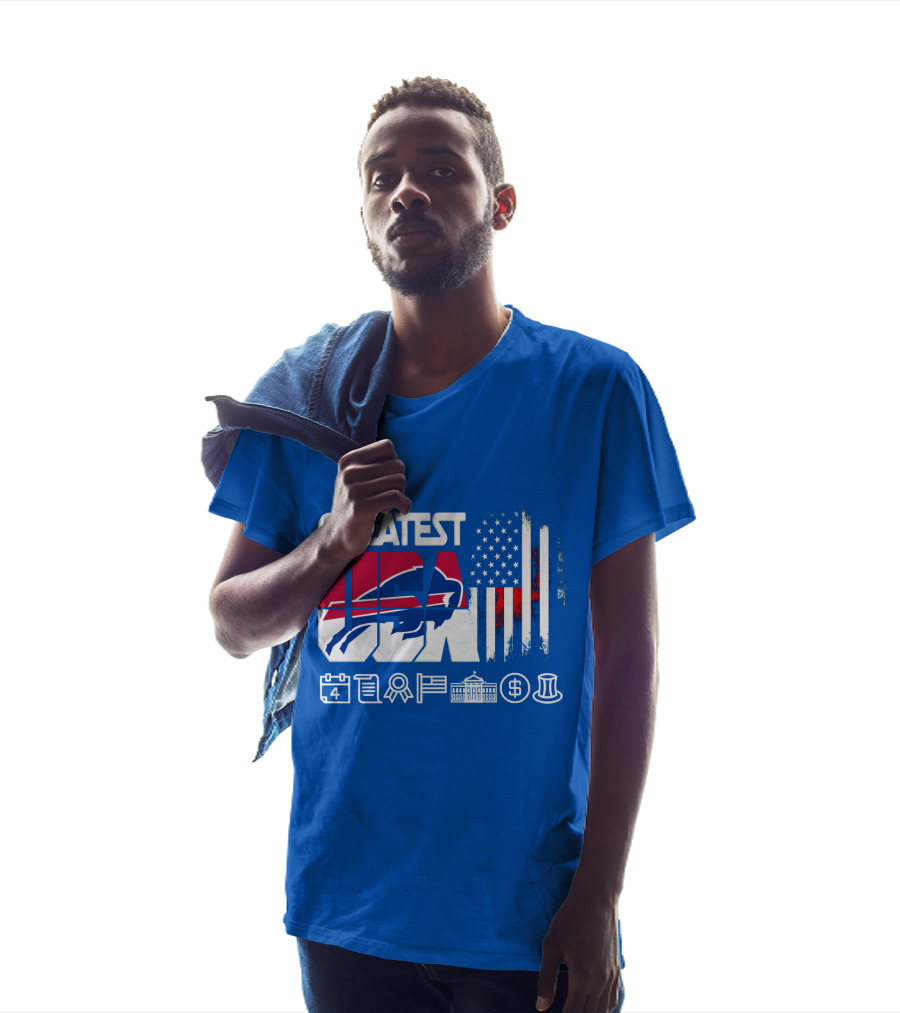 Greatest Usa Bills American Flag Football Icons T-Shirt