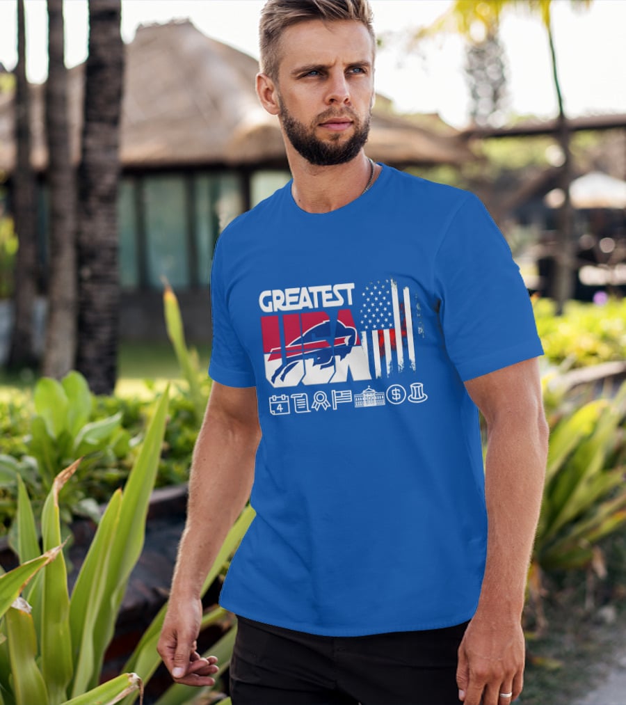 Greatest Usa Bills American Flag Football Icons T-Shirt