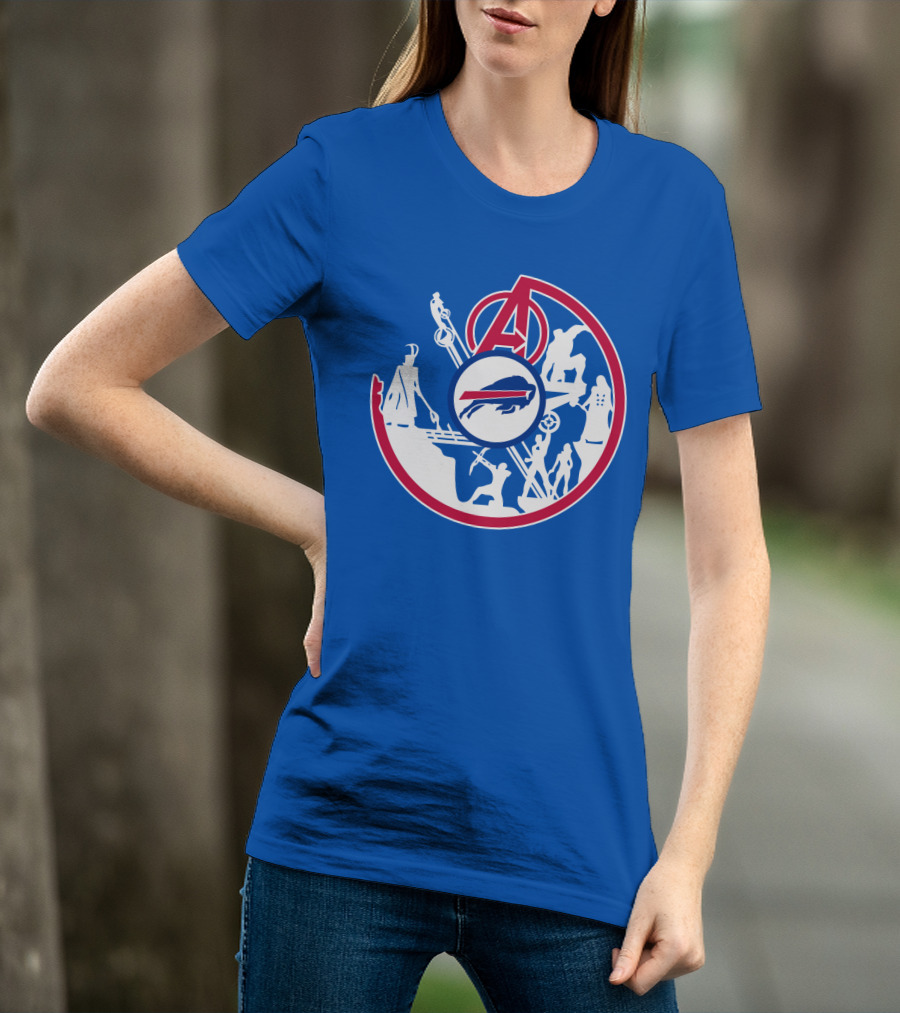Buffalo Bills Avengers Crossover Logo Blue T-Shirt