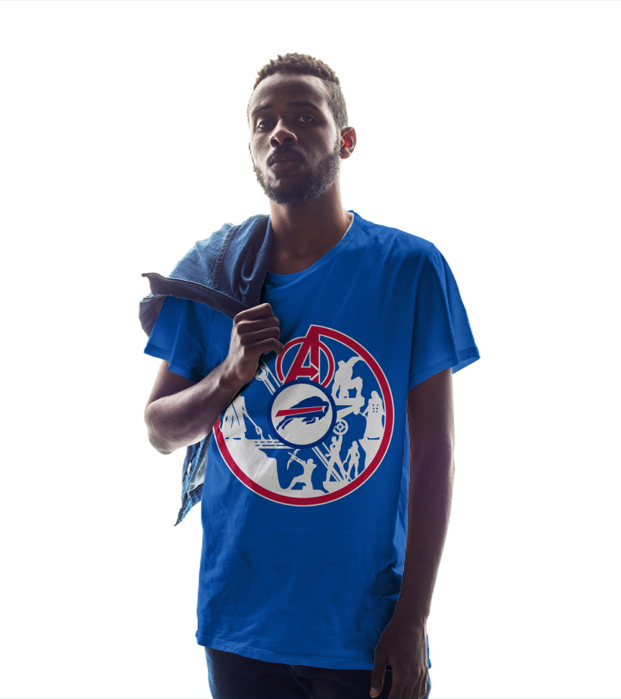 Buffalo Bills Avengers Crossover Logo Blue T-Shirt