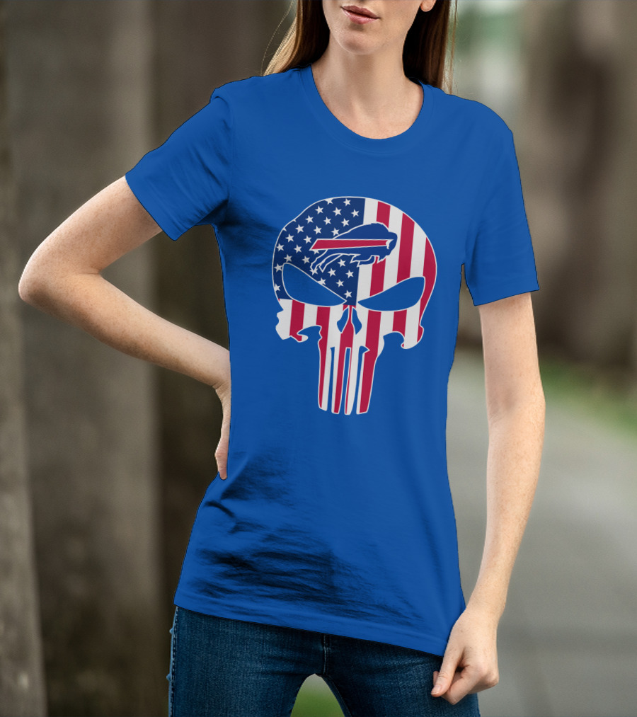 Buffalo Bills American Flag Skull T-Shirt