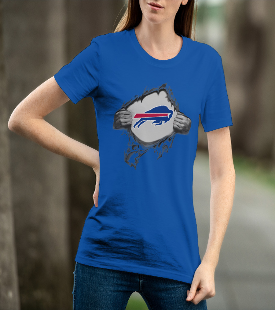 Buffalo Bills Superhero Buffalo Logo Peeking Through T-Shirt