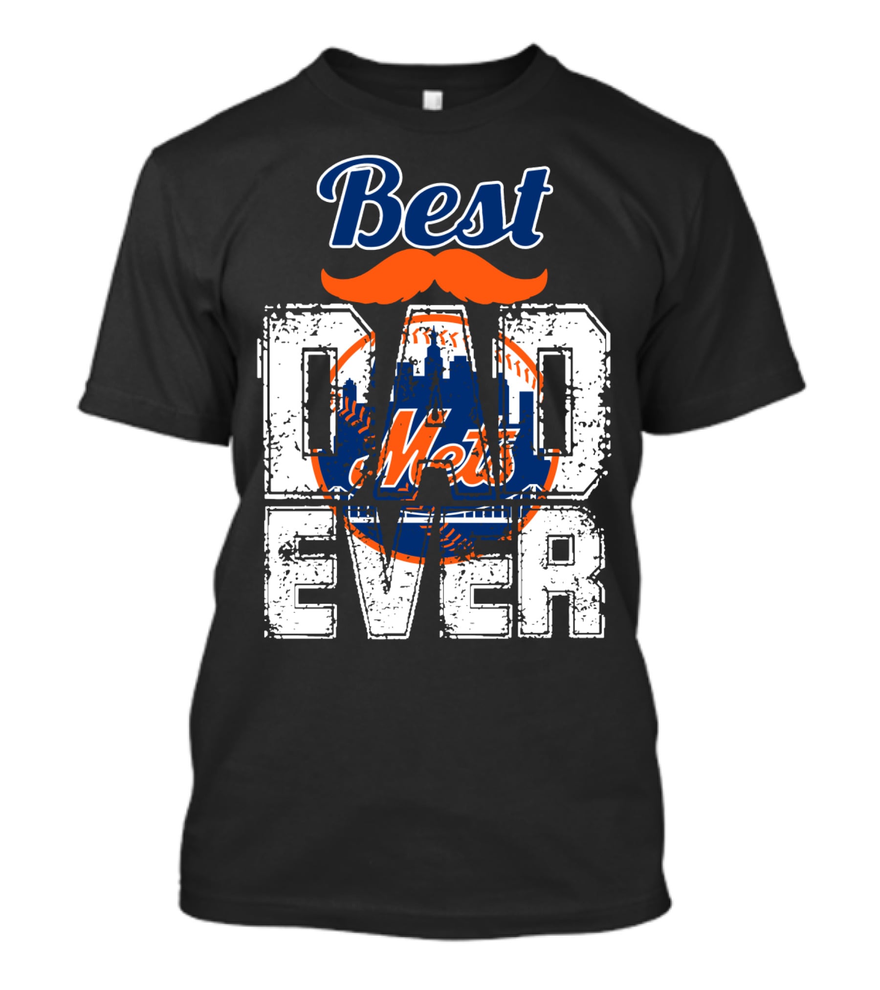 Best Dad Ever Mets Baseball Logo Mustache T-Shirt