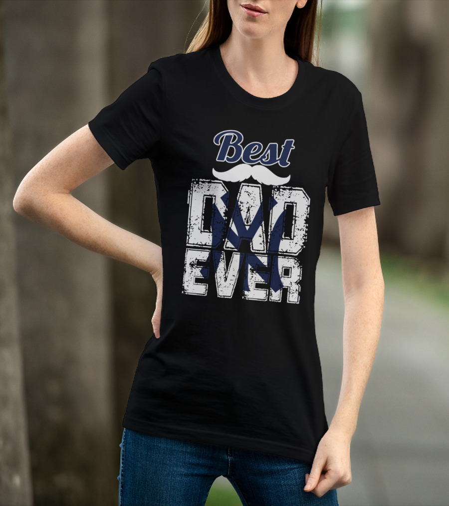 Best Dad Ever Yankees Logo Moustache T-Shirt