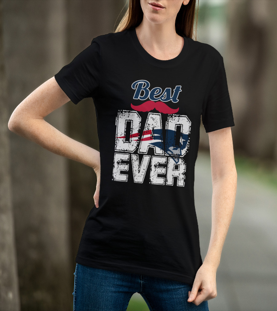 Best Dad Ever Patriots Logo Moustache T-Shirt