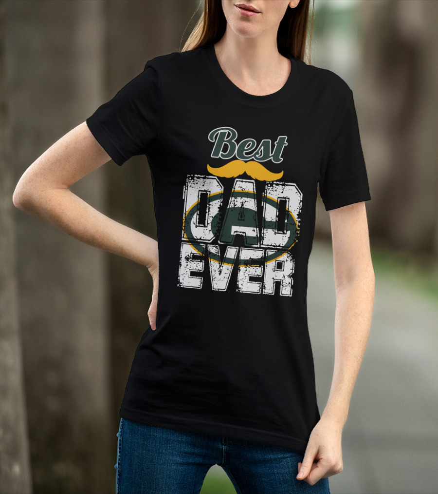 Best Dad Ever Packers Fan Mustache T-Shirt