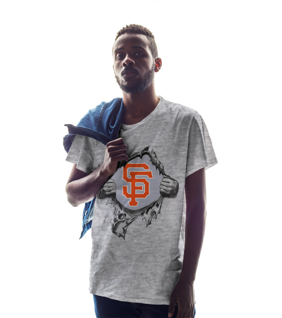 San Francisco Giants Logo Ripping Through Gray T-Shirt