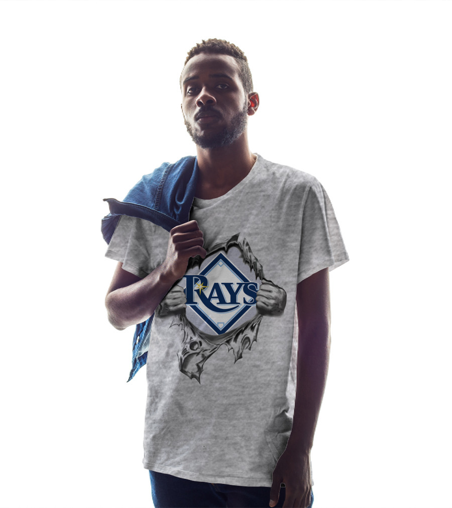 Rays Baseball Logo Torn Metal Effect T-Shirt