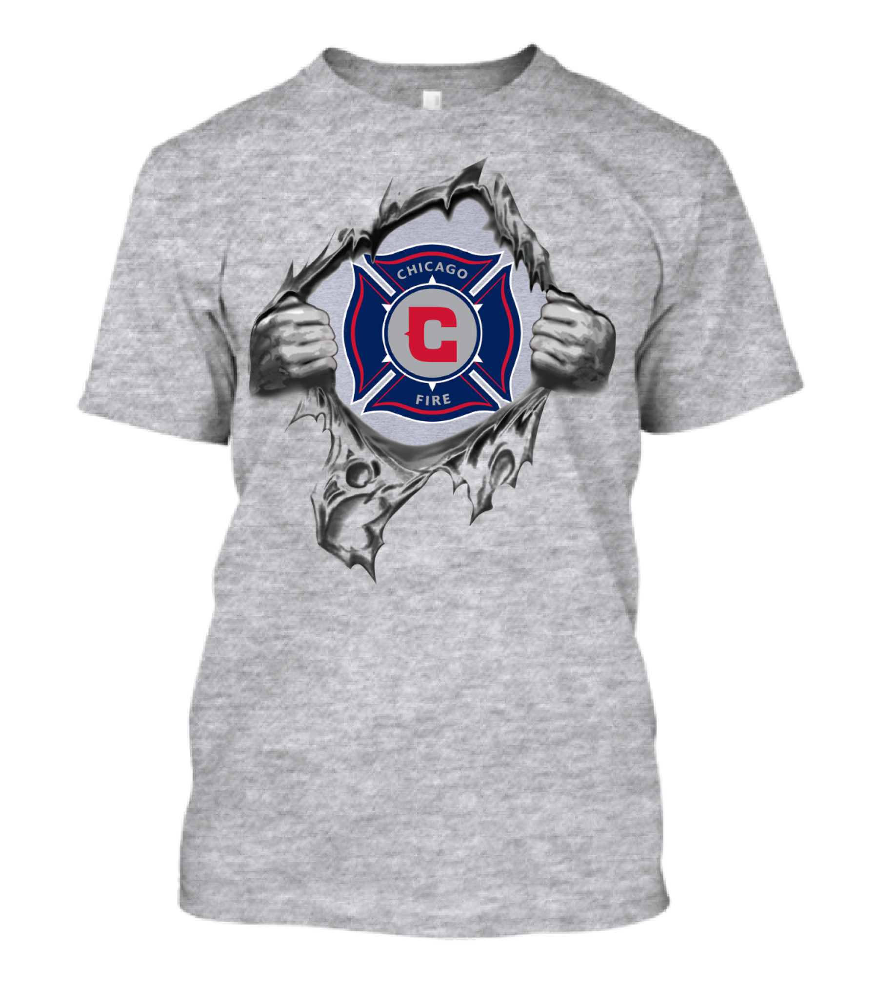 Chicago Fire Department Logo Ripped Through T-Shirt