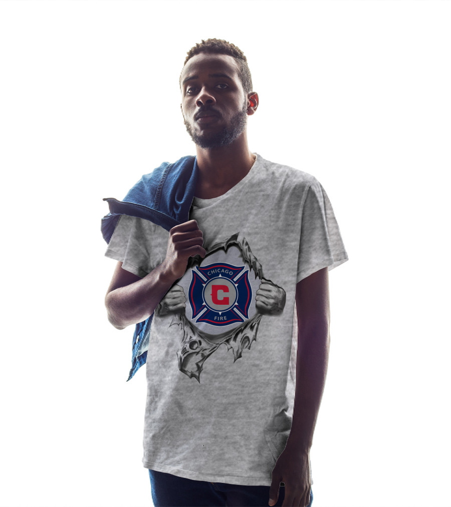 Chicago Fire Department Logo Ripped Through T-Shirt
