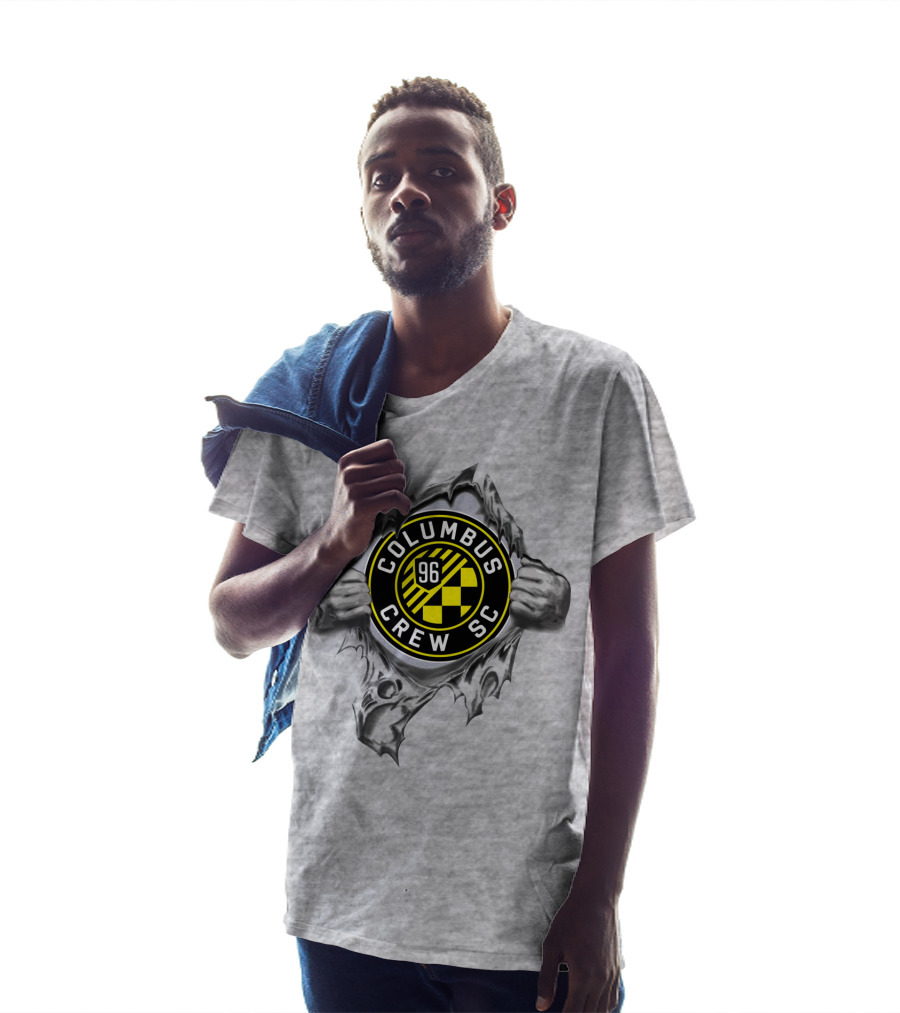 Columbus Crew Sc 96 Soccer Logo Through Metal Rip T-Shirt