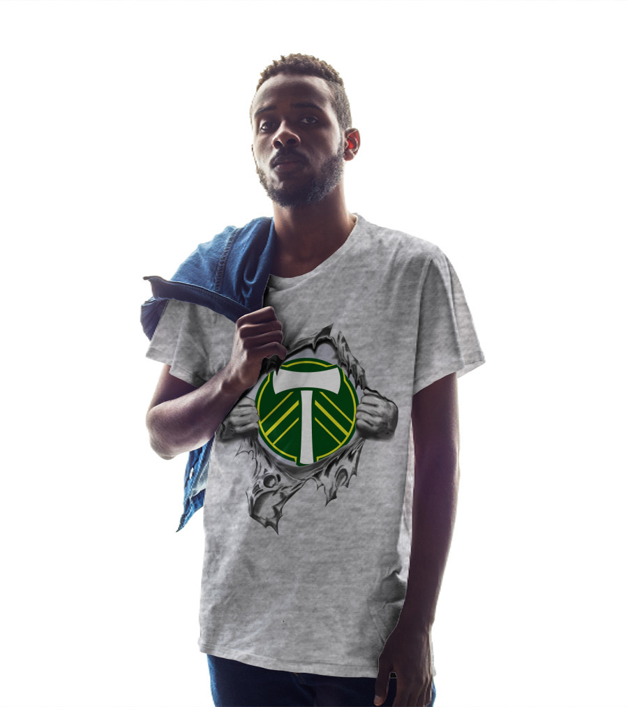 Portland Timbers Logo With Ripped Background And Hands T-Shirt