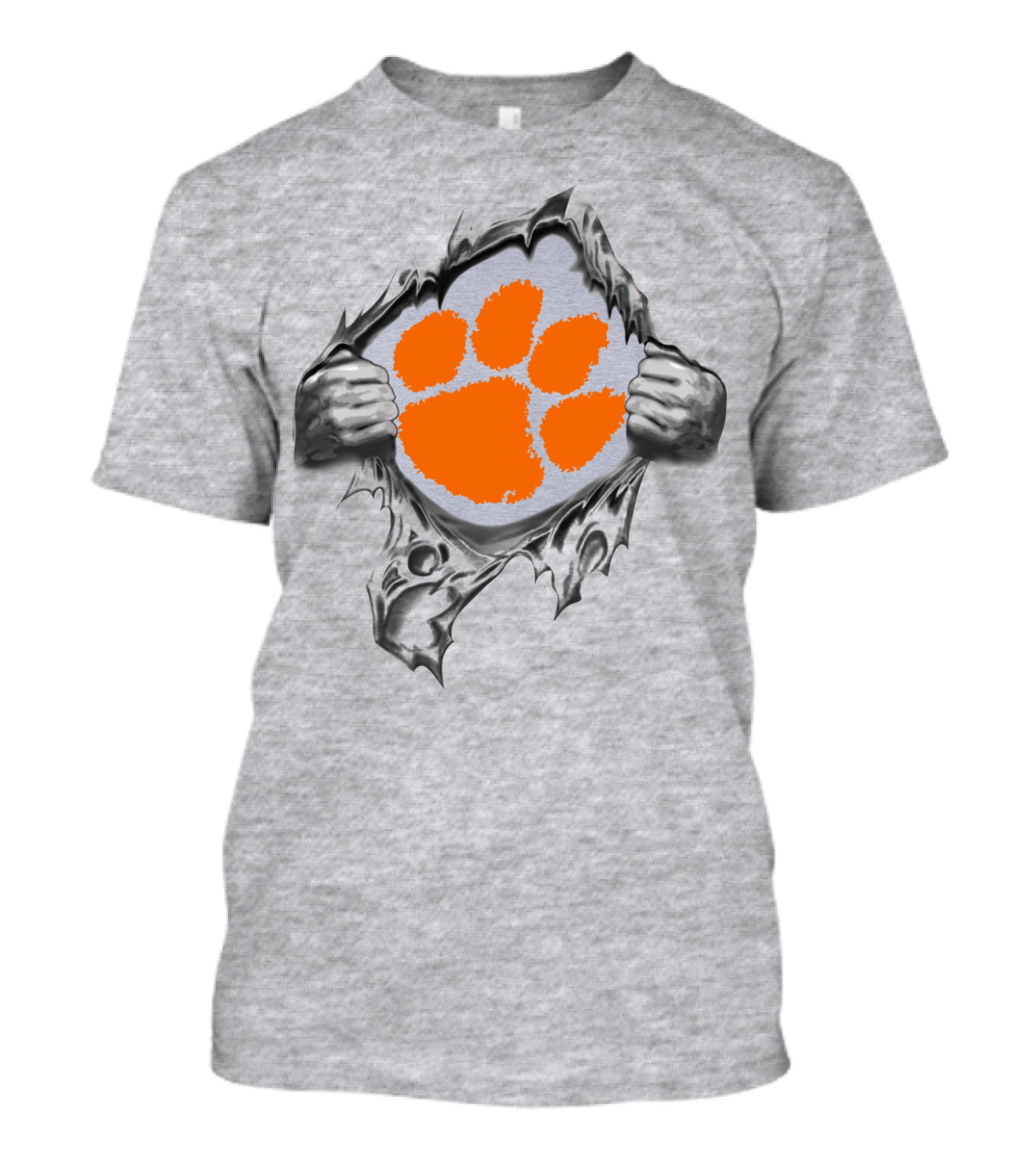 Clemson Tigers Orange Paw Logo Rip T-Shirt