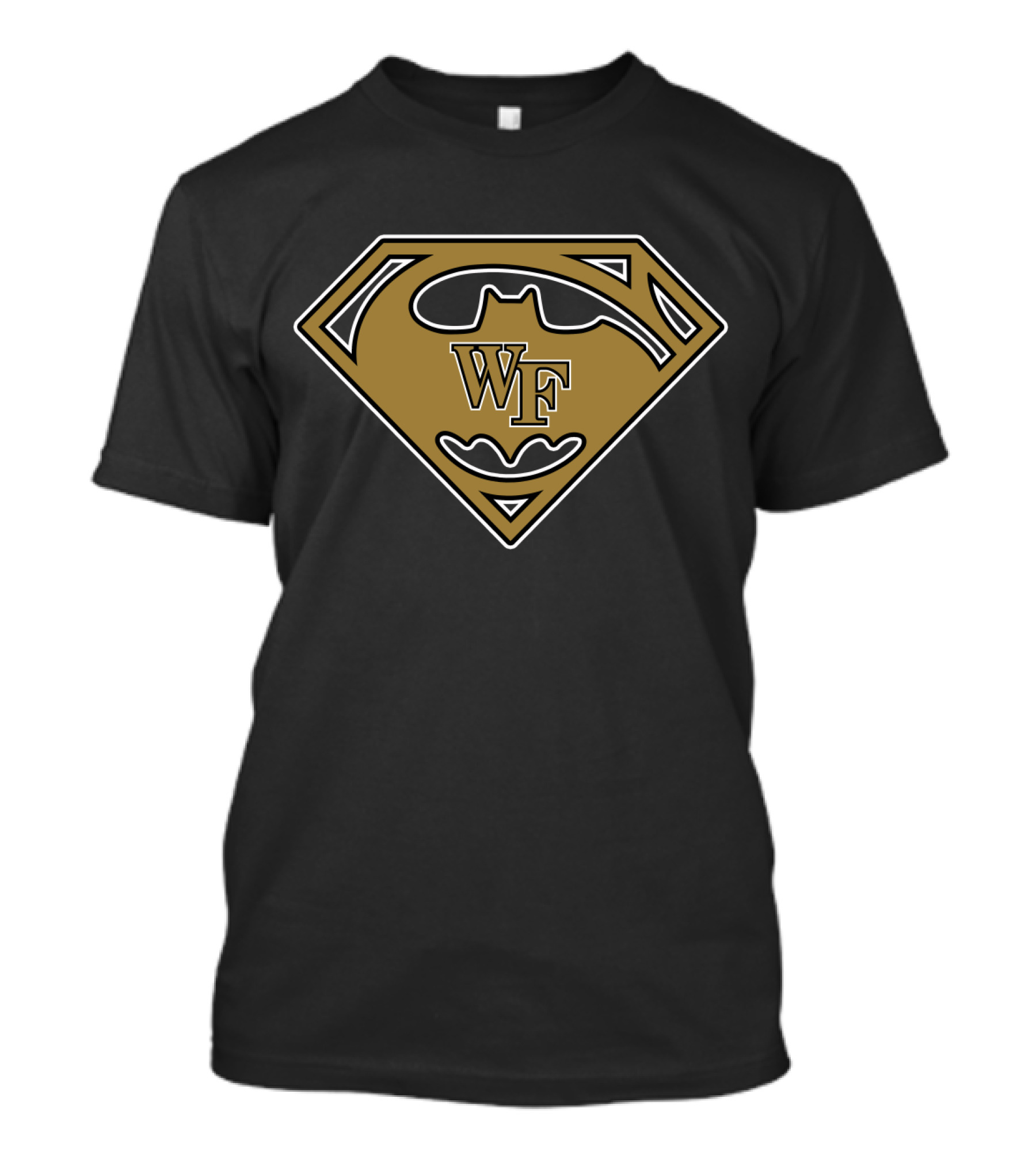 Wf Superhero Logo Combo Black And Gold T-Shirt